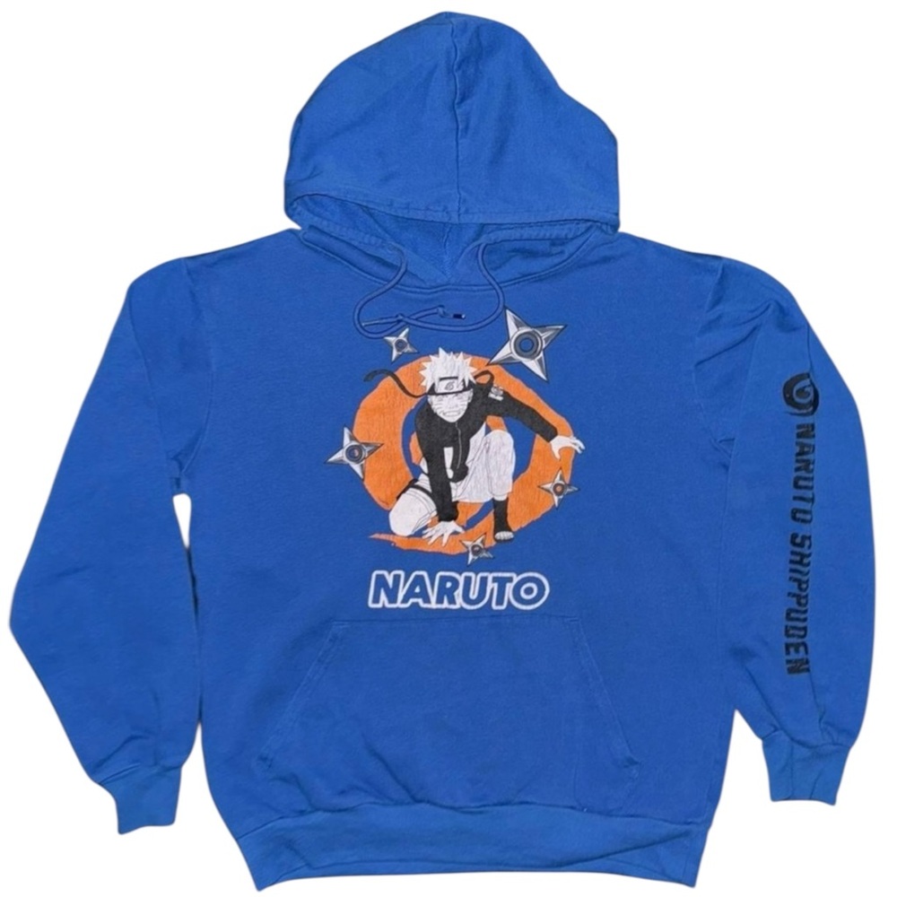 Vintage 2007 Naruto Shippuden Ninja Star Graphic Anime Pullover Hoodie